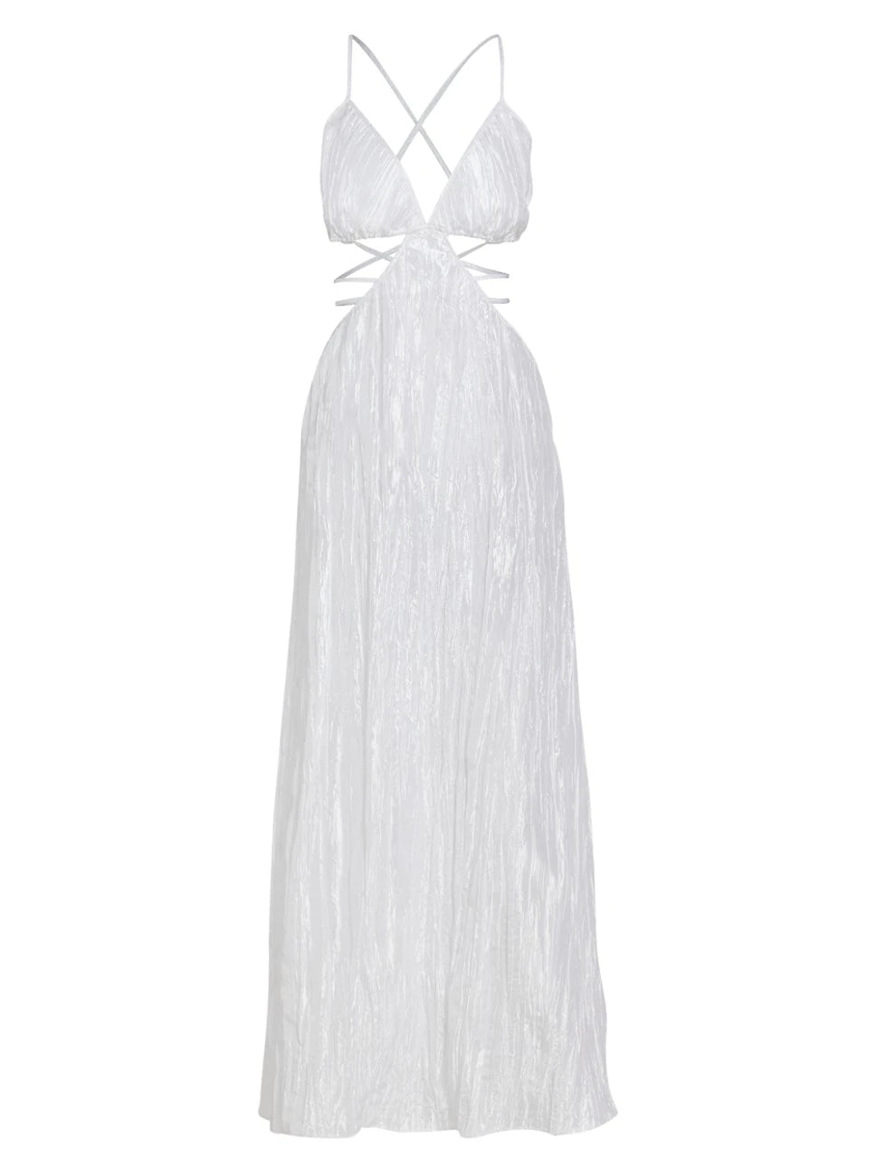 Crinkle Taffeta Cut Out Dress White