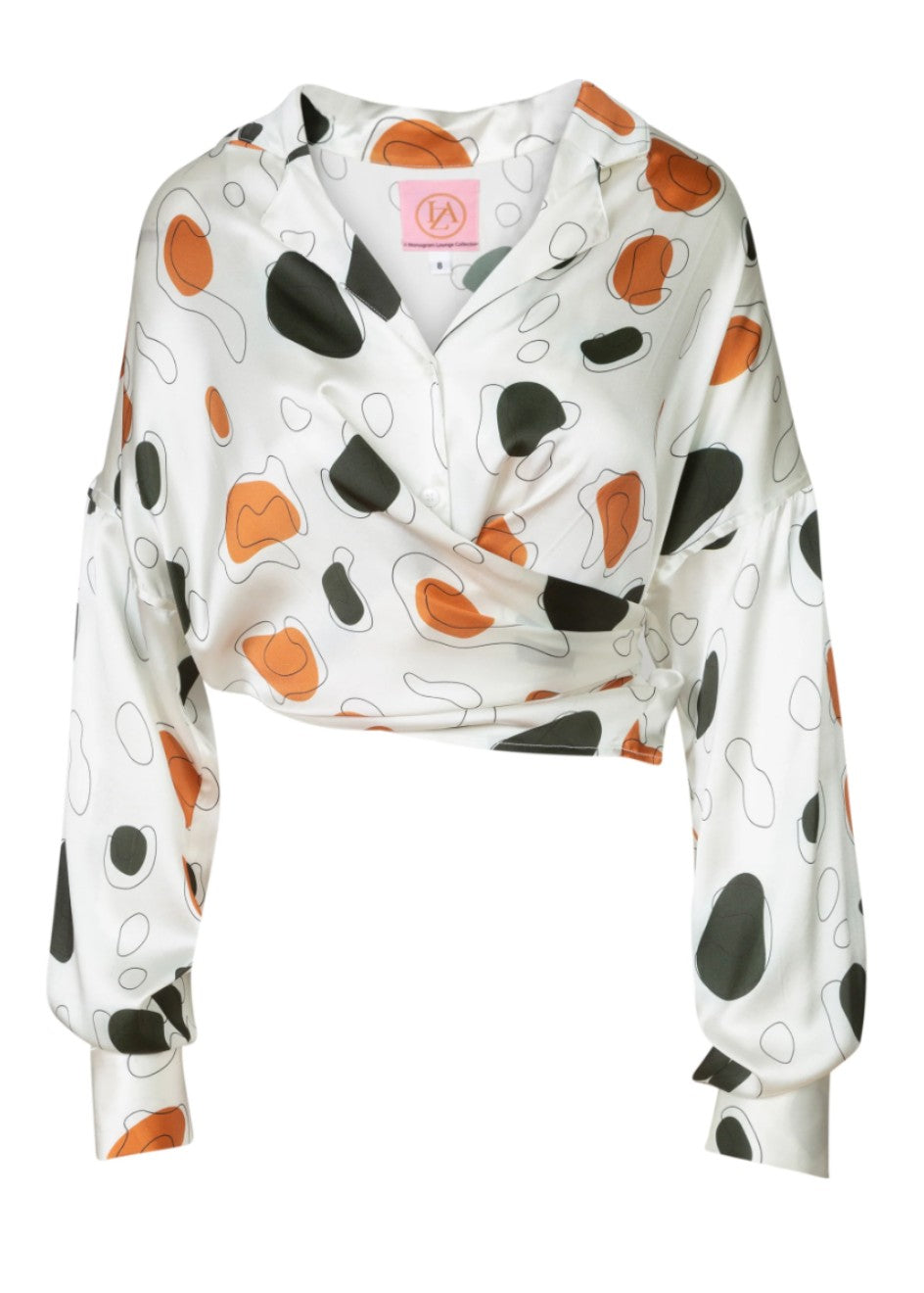Polka Dot Tie Front Shirt | Orange