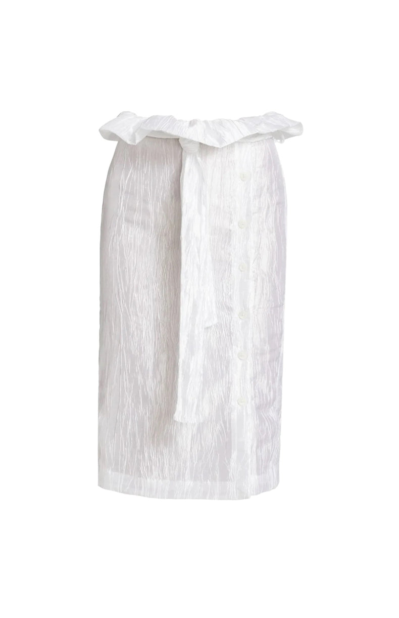 Crinkled Taffeta Skirt | White - IZAYLA