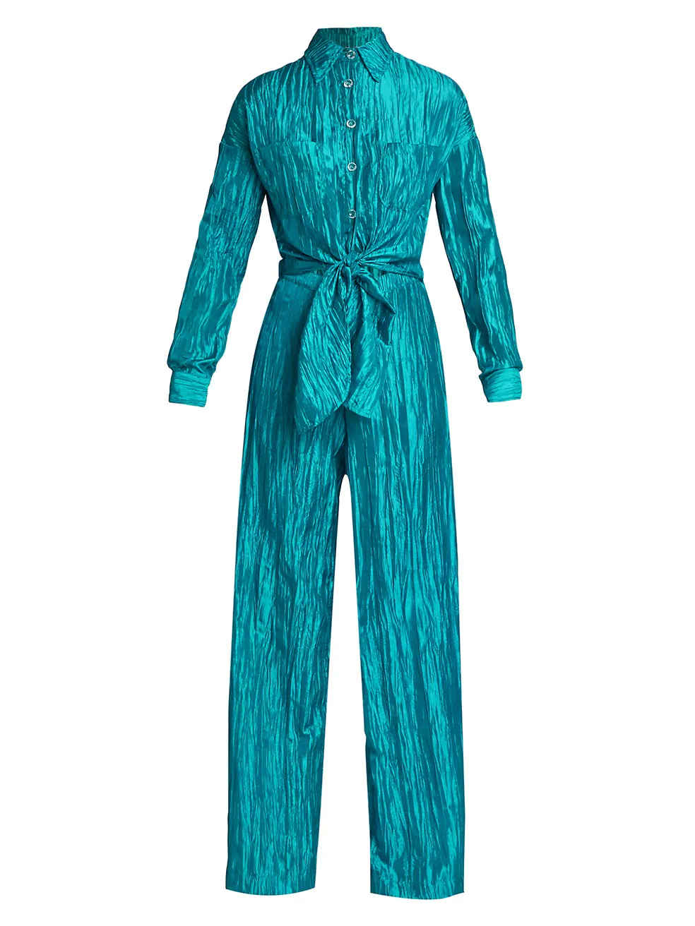 Signature Tie Front Jumpsuit | Teal