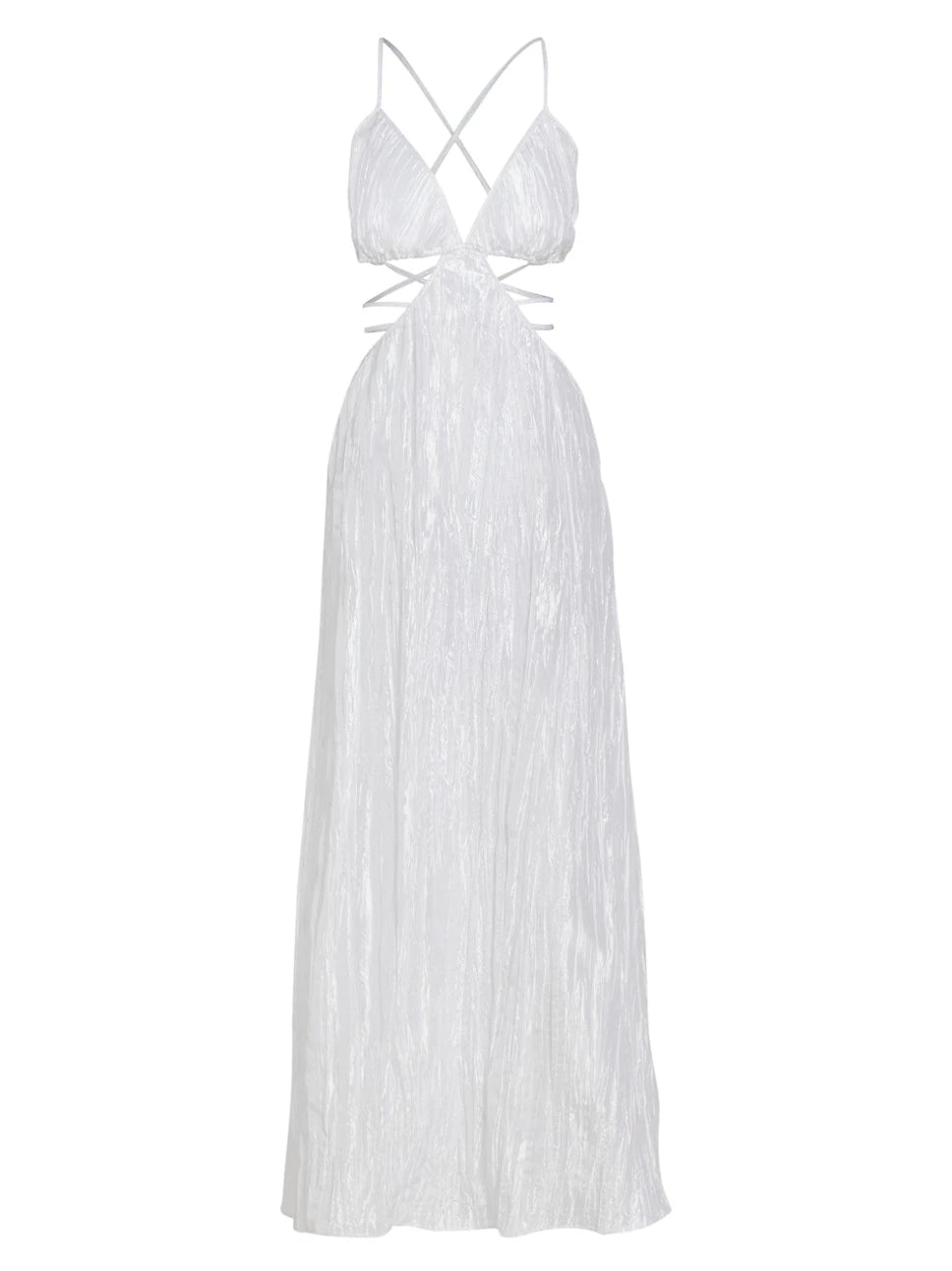 Crinkle Taffeta Cut-Out Dress | White