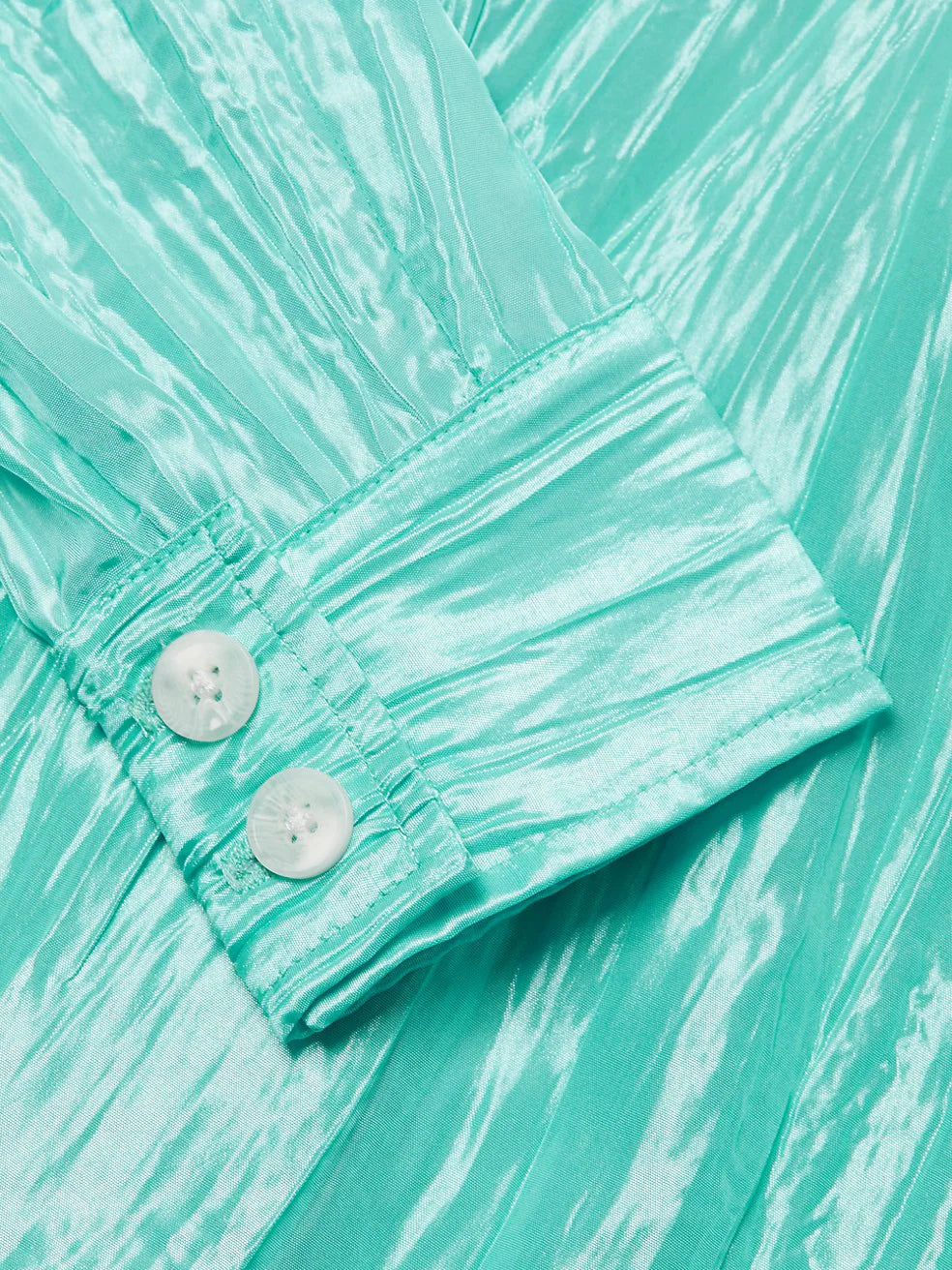 Crinkled Taffeta Tie Front Shirt Tiffany Blue
