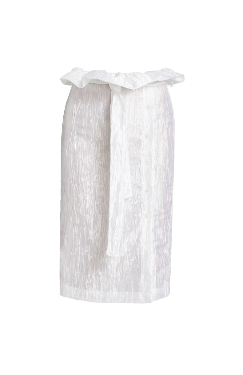 Crinkled Taffeta Skirt | White - IZAYLA